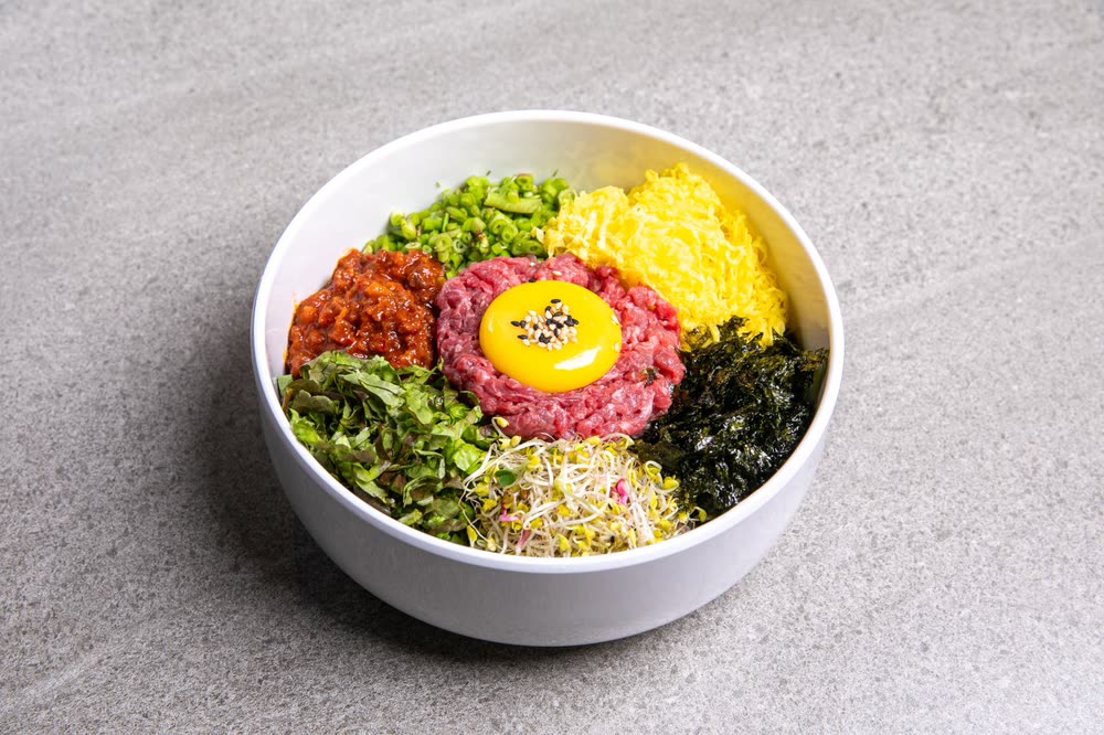 Perilla Oil & Water Parsley Bibimbap (들기름 미나리 육회 비빔밥) — Sides at Hanwoodaum Hongdae, premium Hanwoo Korean BBQ in Seoul